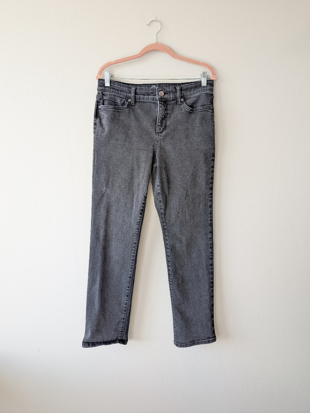 St. John’s Bay Light Wash Black Straight-Leg Jeans Cotton Blend Size 10S 32x27